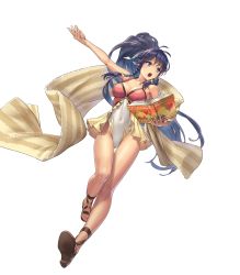 Rule 34 | 1girl, beach towel, blue eyes, blue hair, book, braid, breasts, cleavage, covered navel, cuboon, feet, female focus, fire emblem, fire emblem: the sacred stones, fire emblem heroes, full body, highres, holding, holding book, large breasts, long hair, nintendo, official art, one-piece swimsuit, sandals, side braid, solo, swimsuit, tana (fire emblem), tana (summer) (fire emblem), toes, towel, transparent background, twin braids