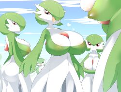 Rule 34 | 5girls, ass, breasts, bursting breasts, cleavage, covered erect nipples, creatures (company), furry, furry female, game freak, gardevoir, gen 3 pokemon, green hair, heart, highres, huge breasts, lets0020, multiple girls, nintendo, nipples, pokemon, pokemon (creature), red eyes, see-through, short hair, smile, spoken heart