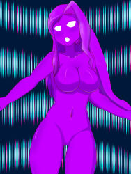 blank_eyes breasts colored_skin completely_nude convenient_censoring digimon digimon_(creature) digimon_frontier dual_persona fairimon gloves head_wings large_breasts long_hair mask navel no_nipples nude orimoto_izumi purple_skin spirit_evolution transformation wings