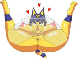 Rule 34 | 1boy, ahegao, animal crossing, animal ears, ankha (animal crossing), ass, bob cut, body fur, breasts, covered erect nipples, egyptian, feet, furry, hair ornament, heart, hetero, highres, huge breasts, interspecies, keizo, mating press, moaning, nintendo, nipples, nose, nude, open mouth, sex, shiny skin, short hair, silhouette, snake hair ornament, striped tail, tail, uncensored, vaginal, yellow fur