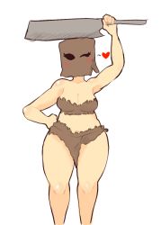 Rule 34 | 1girl, armpits, blush, breasts, cleavage, dark souls (series), dark souls i, heart, inkerton-kun, looking at viewer, maneater mildred, medium breasts, one eye closed, plump, thick thighs, thighs, wide hips, wink
