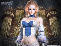 Rule 34 | 1girl, 3d, angela (castlevania), blonde hair, blue eyes, breasts, bridal gauntlets, castlevania (series), castlevania pachislot, choker, cross, cross necklace, dancer, highres, jewelry, large breasts, midriff, navel, necklace, short hair, solo