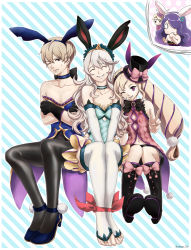 Rule 34 | 1girl, 2boys, animal ears, armor, blonde hair, bow, bowtie, breasts, brother and sister, brothers, camilla (fire emblem), cape, chibi, closed eyes, corrin (female) (fire emblem), corrin (fire emblem), detached collar, elise (fire emblem), fake animal ears, fire emblem, fire emblem fates, fire emblem heroes, fishnet pantyhose, fishnets, hair over one eye, hairband, highres, leo (fire emblem), leotard, long hair, looking at viewer, multiple boys, nintendo, open mouth, pantyhose, playboy bunny, pointy ears, ponytail, rabbit ears, rabbit tail, red eyes, siblings, sisters, smile, tail, twintails, wrist cuffs, xander (fire emblem)
