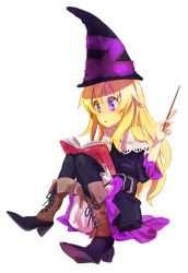 Rule 34 | 1girl, bad id, bad pixiv id, blonde hair, book, grimgrimoire, hat, kazune (baumkuchen), lillet blan, long hair, nippon ichi, open book, reading, solo, wand, witch, witch hat, wizard hat