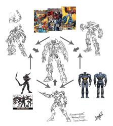 Rule 34 | 00s, cannon, chest cannon, crossover, diepod, directed-energy weapon, energy cannon, energy weapon, fusion, gipsy danger, hexafusion, highres, jaeger (pacific rim), lazengann, legendary pictures, lineart, mecha, monochrome, multiple crossover, no humans, nuclear vortex turbine, optimus prime, pacific rim, pan pacific defense corps, robot, template, tengen toppa gurren lagann, transformers, weapon