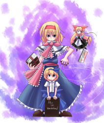 Rule 34 | 2girls, alice margatroid, alice margatroid (pc-98), bad id, bad pixiv id, blonde hair, blue eyes, book, female focus, hair ribbon, hairband, kuraryu, multiple girls, mystic square, ribbon, shanghai doll, string, time paradox, touhou, touhou (pc-98)