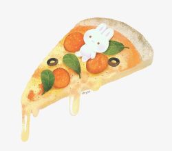 Rule 34 | ayu (mog), rabbit, lying, no humans, on back, original, pepperoni, pizza, pizza slice, signature, simple background, white background
