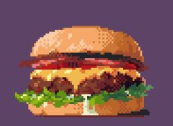 Rule 34 | burger, commission, food, no humans, original, pixel art, turtleye
