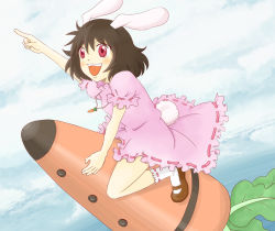 Rule 34 | 1girl, 39, 39 (005073), animal ears, bad id, bad pixiv id, brown hair, carrot, female focus, inaba tewi, mary janes, miku (mitty39), pink eyes, rabbit ears, rabbit girl, rabbit tail, shoes, short hair, solo, tail, touhou