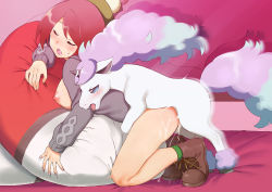 Rule 34 | 1girl, bad id, bad pixiv id, bestiality, blush, boots, bottomless, breasts, breasts out, closed eyes, coat, creatures (company), cum, cum on ass, cum overflow, doggystyle, from side, galarian form, galarian ponyta, game freak, gen 8 pokemon, gloria (pokemon), hat, jacket, large breasts, lin jingai, motion blur, naked coat, nintendo, nipples, no bra, no panties, open mouth, pokemon, pokemon (creature), pokemon swsh, pokephilia, puffy nipples, red hair, rolling eyes, saliva, sex, sex from behind, textless version, tongue, tongue out
