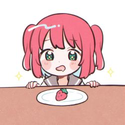 Rule 34 | + +, 1girl, blush stickers, colored inner hair, commentary request, drooling, food, fruit, green eyes, highres, kurosawa ruby, love live!, love live! sunshine!!, multicolored hair, plate, red hair, school uniform, serafuku, short hair, solo, sparkle, staring, strawberry, table, two side up, upper body, uranohoshi school uniform, yashino 84