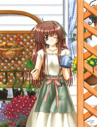 Rule 34 | apron, dated, flower, jewelry, necklace, one eye closed, tagme, watering can, wink