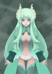 Rule 34 | 00s, bad id, bad pixiv id, breasts, falce, green eyes, green hair, horns, kyoto89, long hair, magician&#039;s academy, thighhighs