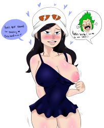 Rule 34 | 1boy, 1girl, absurdres, artist request, bartolomeo (one piece), black hair, breasts, breasts out, cleavage, green hair, highres, large breasts, long hair, nico robin, nipples, one piece, sex, smile