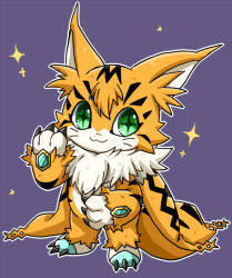 Rule 34 | 1girl, cat, claws, digimon, green eyes, meicoomon, smile, solo