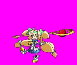 Rule 34 | 1girl, arc system works, bad id, bad pixiv id, blazblue, blazblue: continuum shift, blonde hair, full body, green eyes, long hair, low-tied long hair, muchourin, pixel art, platinum the trinity, quad tails, staff, transparent background, two side up, vane (vane0)