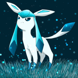 Rule 34 | :&lt;, animal focus, blue background, blue hair, blue sclera, closed mouth, colored sclera, creatures (company), full body, game freak, gen 4 pokemon, glaceon, grass, highres, light particles, long hair, looking up, multicolored hair, nintendo, no humans, outdoors, pokemon, pokemon (creature), rve, sidelocks, simple background, solo, split mouth, standing, twintails, two-tone hair, white eyes