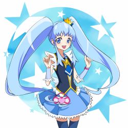 Rule 34 | 10s, 1girl, bad id, bad pixiv id, blue dress, blue eyes, blue hair, blue thighhighs, bow, brooch, crown, cure princess, dress, frills, hair bow, happinesscharge precure!, heart, heart brooch, highres, jewelry, long hair, magical girl, matching hair/eyes, mini crown, necktie, precure, shirayuki hime, skirt, smile, solo, thighhighs, twintails, wrist cuffs, zenryaku