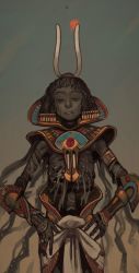 Rule 34 | 1other, black hair, bracer, closed eyes, corpse, death, egyptian clothes, facing viewer, highres, medium hair, mossacannibalis, parted lips, solo, tomb kings, warhammer fantasy