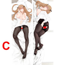 Rule 34 | 1girl, anus, ass, bed, black bow, blush, bow, breast press, breasts, censored, dakimakura (medium), girls&#039; frontline, grin, hair between eyes, hair bow, hair ornament, hairclip, hand on own stomach, heart, heart censor, large breasts, legs, long hair, long sleeves, looking at viewer, lying, nipples, no bra, no scar, on back, on bed, pantyhose, pillow, pink eyes, qi yuan zhi yu, seductive smile, shirt, smile, solo, teeth, torn clothes, twintails, ump9 (girls&#039; frontline), white shirt