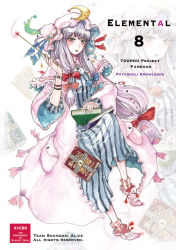 Rule 34 | 1girl, beads, blue bow, blue ribbon, blush, book, bow, character name, chihiro (kemonomichi), copyright name, crescent, crescent hair ornament, dress, embodiment of scarlet devil, english text, female focus, frilled dress, frills, hair ornament, hair ribbon, hat, hat ribbon, lock, long hair, looking at viewer, mob cap, patchouli knowledge, purple eyes, purple hair, red bow, red ribbon, ribbon, socks, solo, striped clothes, striped dress, striped legwear, striped socks, touhou, traditional media, vertical-striped clothes, vertical-striped socks, very long hair, wand