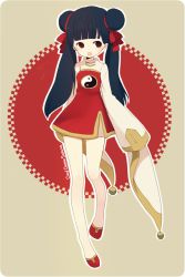 Rule 34 | 1990s (style), 1girl, ayu (mog), bad id, bad pixiv id, black hair, cardcaptor sakura, child, chinese clothes, double bun, full body, li meiling, long hair, md5 mismatch, red eyes, solo, twintails, yin yang