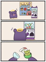 Rule 34 | 1other, 3koma, absurdres, anya&#039;s heh face (meme), chibi, comic, commentary, eighth note, english commentary, english text, fang, flag, gashapon, halo, highres, hololive, hololive english, japanese flag, meme, mpien, musical note, octopus, open mouth, silent comic, takodachi (ninomae ina&#039;nis), vending machine, virtual youtuber