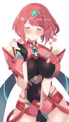 1girl absurdres breasts chest_jewel closed_eyes headpiece highres kocha_(jgug7553) large_breasts pyra_(xenoblade) red_hair red_shorts shorts solo tiara xenoblade_chronicles_(series) xenoblade_chronicles_2