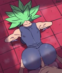 Rule 34 | 1boy, 1girl, all fours, animated, animated gif, ass, back, backboob, bodysuit, breasts, buttjob, buttjob over clothes, cabba, clothed female nude male, clothed sex, clothes, d-art, dragon ball, dragon ball super, elbow gloves, gloves, grabbing, grabbing from behind, highres, huge ass, kefla (dragon ball), large breasts, muscular, muscular female, nude, penis, pov, saiyan, testicles