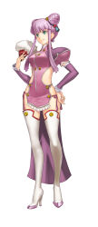 Rule 34 | 1girl, absurdres, ar tonelico, ar tonelico iii, boots, bow, clothing cutout, detached sleeves, full body, green eyes, gust, hair bun, hair ornament, hand fan, hand on own hip, high heels, highres, hip focus, long hair, nagi ryou, official art, pink hair, rikka ryosya, shoes, side cutout, simple background, single hair bun, smile, solo, standing, thigh boots, thighhighs, transparent background, white background, white thighhighs
