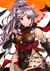Rule 34 | 1girl, breasts, commission, commissioner upload, curvy, earrings, fire emblem, fire emblem: genealogy of the holy war, flower, hair flower, hair ornament, highres, ishtar (fire emblem), jewelry, large breasts, ninja, nintendo, oniisan02b, ponytail, purple eyes, purple hair, skeb commission, solo, thick thighs, thighs, wide hips