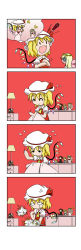 Rule 34 | &gt; &lt;, +++, 0 0, 2girls, 4koma, :d, > <, ^^^, ^ ^, absurdres, ascot, blonde hair, blood, blood drop, character doll, chest of drawers, chibi, closed eyes, coffin, comic, cosplay, cross, doll, dress, explosion, fabric, failure, fairy wings, fangs, flandre scarlet, flying sweatdrops, flying teardrops, hat, hat ribbon, head wreath, highres, indoors, kirisame marisa, lamp, lily white, lily white (cosplay), long hair, long sleeves, mob cap, multiple girls, musical note, needle, no mouth, no nose, open mouth, pink dress, puffy cheeks, puffy short sleeves, puffy sleeves, rakugaki-biyori, rapeseed blossoms, red ascot, ribbon, sewing, sewing needle, shaded face, short sleeves, simple background, skin fangs, smile, solid circle eyes, solid oval eyes, spoken character, thought bubble, thread, touhou, trembling, wings, witch hat, xd