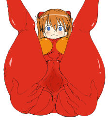 Rule 34 | 1girl, adapted costume, alternate breast size, anus, ass, ass focus, ass grab, blue eyes, blush, breasts, butt crack, cameltoe, embarrassed, grabbing own ass, hair ornament, huge ass, large breasts, legs apart, long hair, looking at viewer, neon genesis evangelion, nipples, pixiv1478062, plugsuit, pussy, cameltoe, shiny clothes, skin tight, skindentation, solo, souryuu asuka langley, spread pussy, spread pussy under clothes, two side up