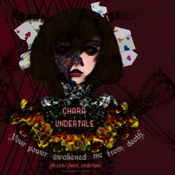 Rule 34 | absurdres, alice: madness returns, american mcgee&#039;s alice, american mcgee's alice, androgynous, artist name, bone, card, chara (undertale), character name, check commentary, commentary request, crossover, english text, flower, gender request, heart, heart in eye, highres, looking at viewer, mosaic pattern, playing card, ranunculus, red background, red eyes, short hair, skeletal arm, sketch, soggates-nyan (amurka-chan), spoilers, symbol in eye, text focus, undertale, watermark, web address