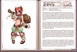Rule 34 | 1girl, blue eyes, club (weapon), duplicate, full body, goblin (monster girl encyclopedia), hard-translated, horns, kenkou cross, monster girl, monster girl encyclopedia, pointy ears, sandals, solo, third-party edit, weapon
