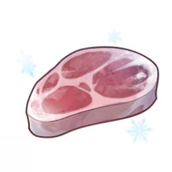 Rule 34 | artist request, commentary, english commentary, food, food focus, game cg, genshin impact, ingredients, lowres, meat, no humans, official art, sliced meat, snowflakes, still life, third-party source, transparent background