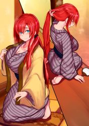 Rule 34 | 1girl, absurdres, blush, boudica (fate), breasts, fate/grand order, fate (series), feet, female focus, highres, japanese clothes, kimono, nyowawa, parted lips, smile, solo