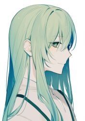 Rule 34 | 1other, ambiguous gender, androgynous, blush, closed mouth, commentary request, enkidu (fate), fate/extra, fate/extra ccc, fate/grand order, fate/strange fake, fate/zero, fate (series), from side, green eyes, green hair, highres, long hair, long sleeves, looking at viewer, looking to the side, robe, simple background, smile, upper body, very long hair, white background, white robe, x49xp