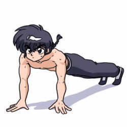 Rule 34 | 1boy, animated, animated gif, braid, lowres, male focus, official style, ranma 1/2, saotome ranma, simple background, single braid, solo, wanta (futoshi), white background
