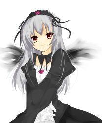 Rule 34 | 00s, bad id, bad pixiv id, dress, frills, hairband, highres, long hair, mizuse kotone, red eyes, rozen maiden, silver hair, solo, suigintou, wings