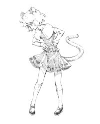 Rule 34 | 1girl, animal ears, capelet, hands on own hips, highres, kneehighs, mary janes, monochrome, mouse ears, nazrin, pixiv sample, resized, shoes, short hair, simple background, skirt, socks, solo, tail, takeuma, touhou, white background