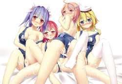 Rule 34 | 10s, 4girls, aftersex, ass, bad id, bad pixiv id, blonde hair, blue hair, blush, breasts, brown hair, clothing aside, cum, cum in pussy, cum on body, cum on breasts, cum on clothes, cum on upper body, glasses, hair ribbon, hat, highres, i-168 (kancolle), i-19 (kancolle), i-58 (kancolle), i-8 (kancolle), kantai collection, large breasts, long hair, multiple girls, nipples, one-piece swimsuit, open mouth, personification, ponytail, pussy, red-framed eyewear, red eyes, red hair, ribbon, school swimsuit, short hair, shuffle (songdatiankong), straddling, swimsuit, swimsuit aside, thighhighs, twintails, uncensored, white legwear