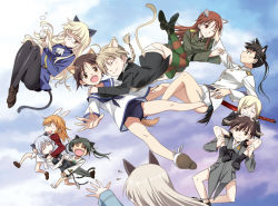 Rule 34 | 501st joint fighter wing, 6+girls, agahari, animal ears, black legwear, carrying, charlotte e. yeager, closed eyes, cup, eila ilmatar juutilainen, erica hartmann, everyone, flying sweatdrops, francesca lucchini, gertrud barkhorn, hand on another&#039;s cheek, hand on another&#039;s face, hug, lynette bishop, minna-dietlinde wilcke, miyafuji yoshika, multiple girls, open mouth, pantyhose, perrine h. clostermann, rabbit girl, sakamoto mio, sanya v. litvyak, shoulder carry, smile, strike witches, striped clothes, striped legwear, striped thighhighs, tail, teacup, thighhighs, world witches series