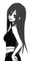 Rule 34 | 1990s (style), artist request, black hair, final fantasy, final fantasy vii, from behind, long hair, looking at viewer, looking back, lowres, shorts, tank top, tifa lockhart