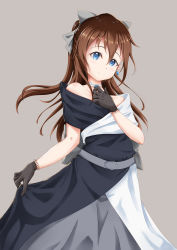 Rule 34 | 1girl, absurdres, aqua eyes, artist name, artist request, back bow, bare shoulders, belt, black dress, black gloves, black skirt, blue eyes, blush, bow, bow hairband, breasts, brooch, brown hair, buttons, choker, collarbone, diamond (gemstone), dress, drop earrings, earrings, evening gown, female focus, floating hair, gloves, grey background, grey belt, grey bow, grey skirt, hair between eyes, hair bow, hairband, half updo, high ponytail, highres, holding, holding clothes, holding skirt, jewelry, lace, lace gloves, long hair, looking at viewer, love live!, love live! nijigasaki high school idol club, love live! school idol festival, miniskirt, multicolored clothes, multicolored dress, off-shoulder dress, off shoulder, osaka shizuku, parted lips, plaid, plaid dress, plaid skirt, pleated, pleated dress, pleated skirt, ponytail, skirt, sleeveless, sleeveless dress, small breasts, smile, solitude rain (love live!), solo, two-tone dress, wavy hair, white bow, white choker, white dress, white skirt