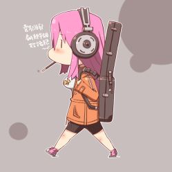 Rule 34 | 1girl, breasts, chibi, eating, food, guitar, guitar case, headphones, instrument, instrument case, long hair, mouth hold, nitroplus, pink hair, pocky, solo, sukehiro, super sonico, | |
