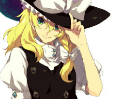 Rule 34 | 1girl, blonde hair, blue eyes, bow, braid, ebira, female focus, green eyes, hat, hat tip, kirisame marisa, lowres, md5 mismatch, resolution mismatch, smile, solo, source larger, touhou, witch