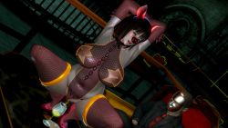 Rule 34 | 3d, animal ears, arms behind head, collar, cup, exhibitionism, female pervert, fishnet legwear, fishnet leotard, fishnets, high heels, highleg, highleg leotard, highres, leash, leotard, mask, nipple cutout, on table, pee, peeing, peeing in cup, pervert, pig, pig ears, pig girl, pig nose, public indecency, squatting, star cutout, table, thighhighs, tongue, tongue out