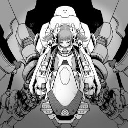Rule 34 | 1girl, acky bright, cockpit, highres, mechanical parts, original, plugsuit, sitting, solo, twintails