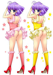 Rule 34 | 1980s (style), 2girls, artist request, ass, blush, breasts, creamy mami, drill hair, idol, magical girl, mahou no tenshi creamy mami, multiple girls, nipples, retro artstyle, purple hair, retro artstyle